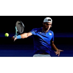 Lorenzo Musetti defeats Viktor Durasovic in straight sets on Monday in Brisbane.