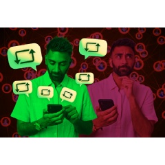 An MIT-led survey shows that asking people about their intent to share content on social media makes them worse at judging the veracity of news headlines.
Credits:
Image: Jose-Luis Olivares, MIT, with iStock