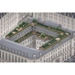 Pictured is a rendering of an ongoing pilot project over a former district hall.
Credits:
Credit: Roofscapes Studio