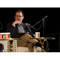 Scott Detrow at a live-taping of the NPR Politics Podcast
NPR