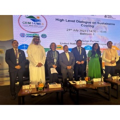 Left to right: Shri Abhay Bakre (Government of India); Dr. Sultan al Jaber (UAE); Ligia Noronha (UNEP); Dr. Jitendra Singh (Government of India); Dan Jørgensen (Government of Denmark); Damilola Ogunbiyi (SEforALL); Rohit Monserrate (City of Panaji)