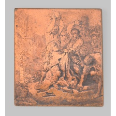 The Stoning of Stephen, Rembrandt van Rijn (1606-1669), copper plate, 1635. Gift of Sir Simon Schama and dr. Virginia Eileen Papaioannou through the King Baudouin Foundation United States