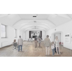 Archival film of Barbara Hepworth in the restored dance hall of the Palais de Danse. © Adam Khan Architects