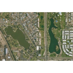 Composite image of two lakes from the dataset presented in Diaz et al.
Credit: Composite image created by P.J. Hanly with original imagery from USGS National Agriculture Imagery Program (NAIP)