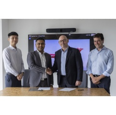 Captain Lou Chiu Chern, Head of Safety at AirAsia Malaysia; Krishan Raj, Head of AirAsia Drone; Simon Newitt, President and Chief Commercial Officer at Heart Aerospace; and Claudio Camelier, Head of Marketing at Heart Aerospace at AirAsia RedQ.