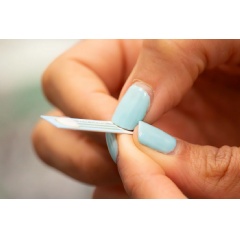 A close-up of the hydrogel micro needle prototype. Image credit: Angelica Marie Sanchez