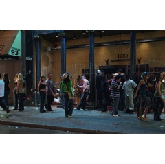 Jeff Wall, In front of a nightclub, 2006. Color transparency and light box. © Jeff Wall. Courtesy of Collection Museum of Contemporary Art Chicago, Gift of Katherine S. Schamberg by exchange.