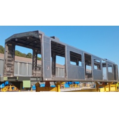 The first car body of the Santiago metro line 7 has been produced at Alstom Taubat site, in Brazil (Copyright: Alstom)