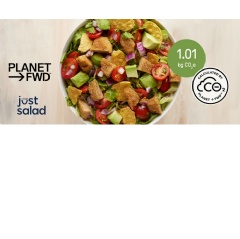 Just Salads carbon label, powered by Planet FWD