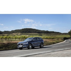 New Volvo XC60 T6 Denim Blue on location in Barcelona