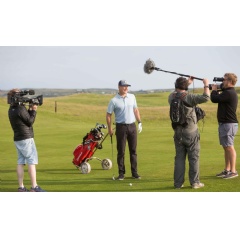 Matt Ginella during filming for the Golf Channel at Lahinch Golf Club.