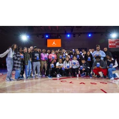 A group photo of the scholars at the Jordan Brand Classic in Chicago. Launched in 2015, the Scholars Program helps students find success in higher education.