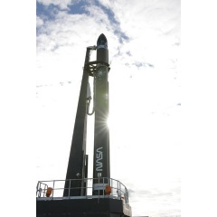 An image of the electron launch vehicle on the pad at Launch Complex 1 for wet dress rehearsal ahead of the CAPSTONE launch for NASA and Advanced Space.
Credits: Rocket Lab
