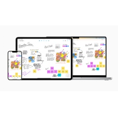Freeform provides a flexible canvas across iPhone, iPad, and Mac — bringing conversation topics, content, and ideas all into one place.