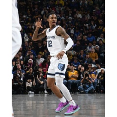 Ja Morant wears the Nike Ja 1 in the Chimney colorway on December 25, 2022, against the Golden State Warriors.