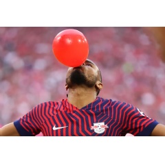 Nkunku with his trademark celebration dedicated to his so