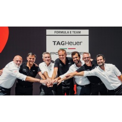 Jeff Dodds, Chief Executive Officer Formula E, Michael Steiner, Member of the Executive Board, Research and Development, Porsche AG, Alejandro Agag, Founder and Chairman Formula E, Oliver Blume,(see complete caption below)