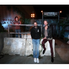 UNIVERSAL CITY, CALIFORNIA  SEPTEMBER 07: (L-R) Neil Druckmann and Troy Baker attend the Opening Night Celebration of Halloween Horror Nights at Universal Studios Hollywood (see complete caption below)