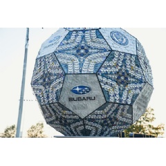 The “zero landfill” sculpture was commissioned by Subaru and created by TerraCycle’s in-house design team. (see complete caption below)