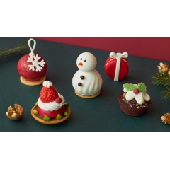 From the left: Christmas Ball, Santa, Snowman, Gift Box, Holly Muffin