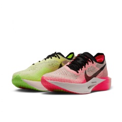 The Vaporfly 3 in volt and pink colors.