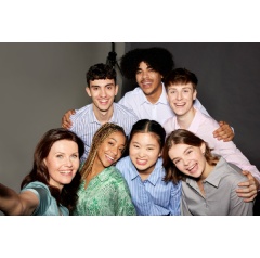 A teacher and her class of students take a selfie at a BT Group Get Work Ready event.