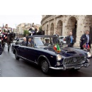 The President of the Italian Republic aboard the Presidential Lancia Flaminia to commemorate the Festa della Repubblica