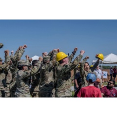 Students celebrate after a successful performance in the 2024 Student Launch competition at Bragg Farms in Toney, Alabama.
NASA