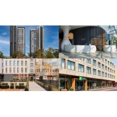Top Left: Staybridge Suites Malaga, Spain, Top Right: voco Milan, Italy, Bottom Left: voco London – Marylebone, UK, Bottom Right: Holiday Inn Express Almere, Netherlands